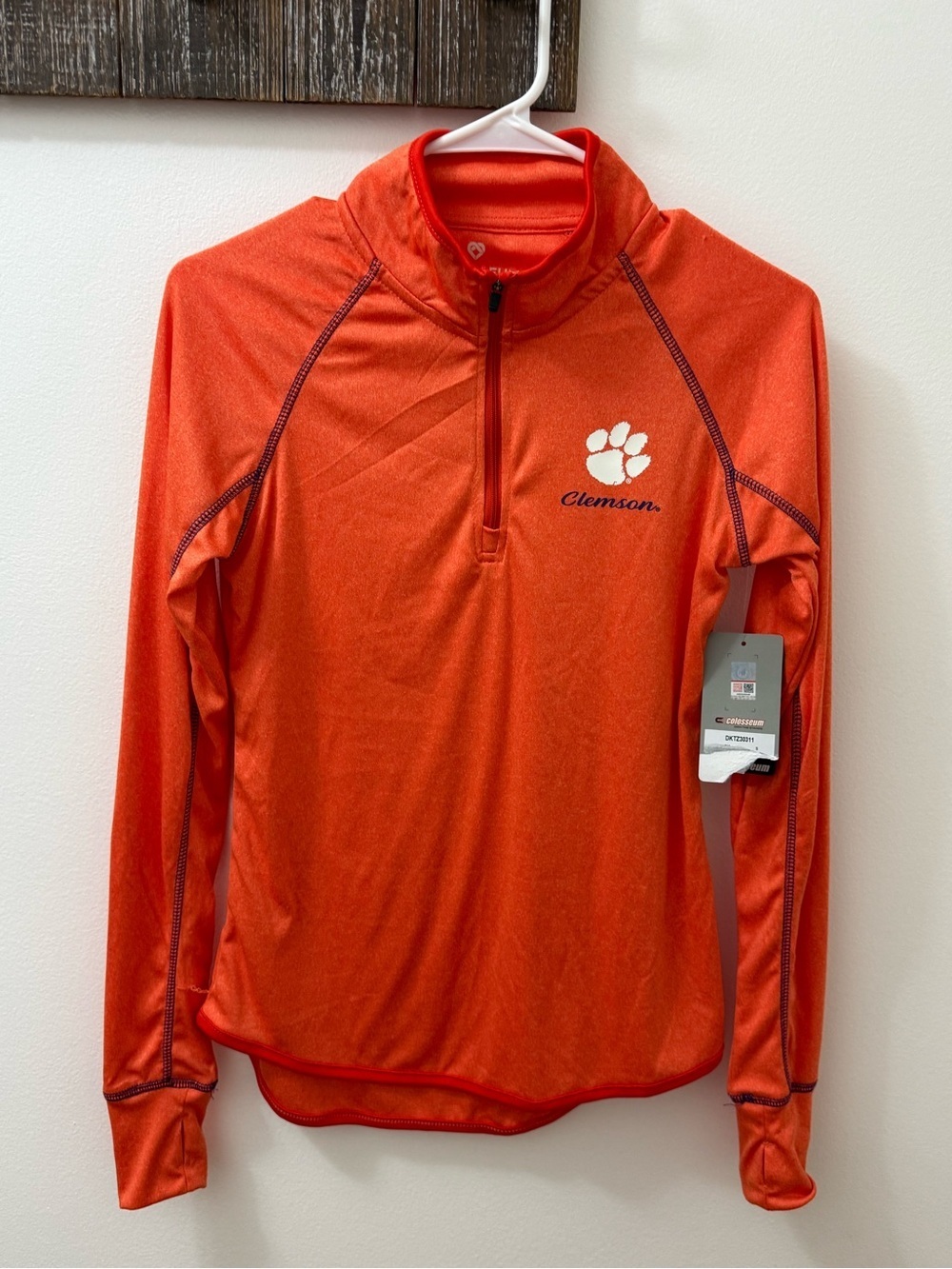 Colosseum Bright Orange Women's Pullover with White Logo Clemson size small